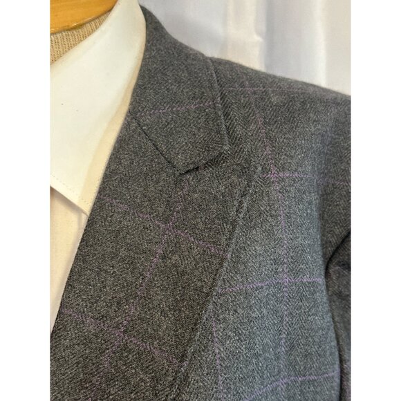 Sean John Mens Double-Breasted Blazer Gray Wool Blend Large - Picture 2 of 10